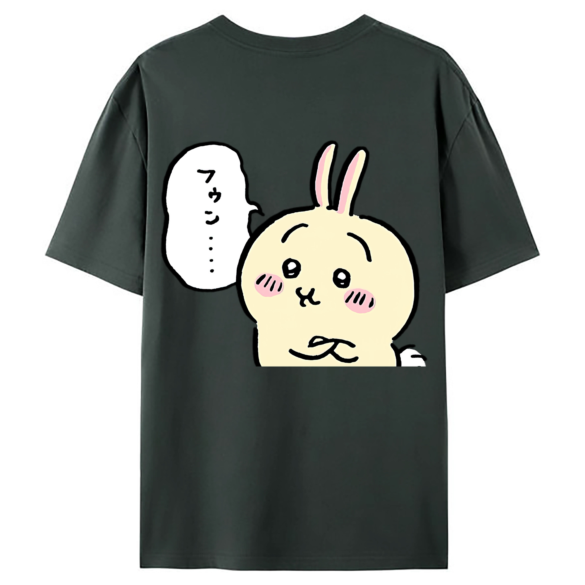 （画像用） ちいかわ うさぎ Chii-kawa usagi 綿100％ メンズ半袖Tシャツ（バックプリント） 通気性